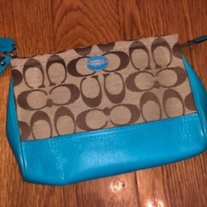 Blue Coach Wristlet